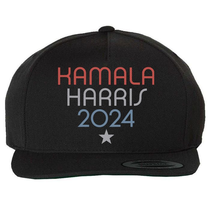 Modern Minimalist Faded Red White Blue Kamala Harris 2024 Wool Snapback Cap