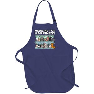 My Medicine For Happiness Called Cats Every Day Kitten Cat Full-Length Apron With Pockets