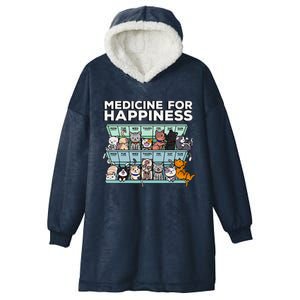 My Medicine For Happiness Called Cats Every Day Kitten Cat Hooded Wearable Blanket