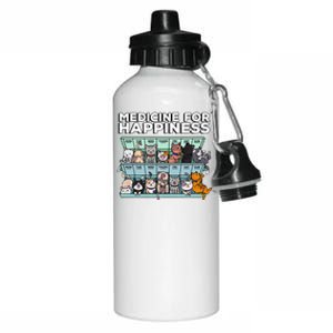 My Medicine For Happiness Called Cats Every Day Kitten Cat Aluminum Water Bottle