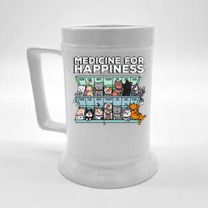 My Medicine For Happiness Called Cats Every Day Kitten Cat Beer Stein