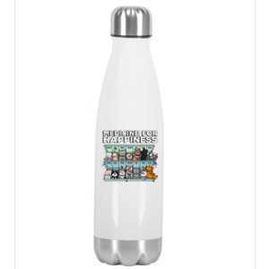 My Medicine For Happiness Called Cats Every Day Kitten Cat Stainless Steel Insulated Water Bottle