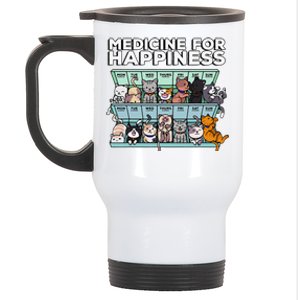 My Medicine For Happiness Called Cats Every Day Kitten Cat Stainless Steel Travel Mug