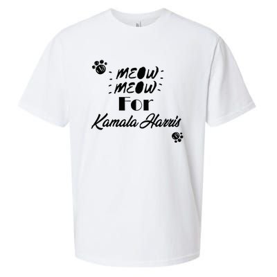 Meow Meow For Kamala Harris Funny Childless Cat Ladies Vote Premium Sueded Cloud Jersey T-Shirt