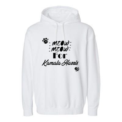 Meow Meow For Kamala Harris Funny Childless Cat Ladies Vote Premium Garment-Dyed Fleece Hoodie