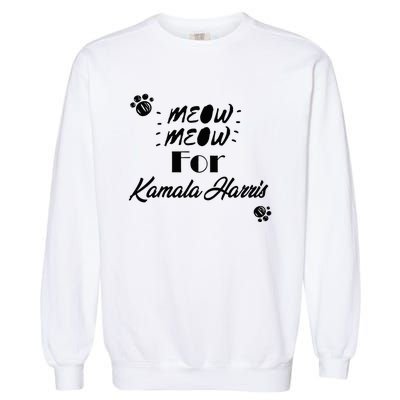 Meow Meow For Kamala Harris Funny Childless Cat Ladies Vote Premium Garment-Dyed Sweatshirt