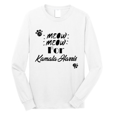 Meow Meow For Kamala Harris Funny Childless Cat Ladies Vote Premium Long Sleeve Shirt