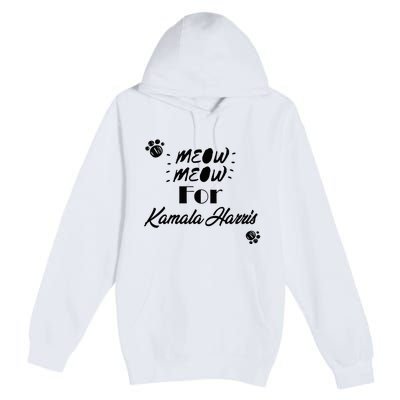 Meow Meow For Kamala Harris Funny Childless Cat Ladies Vote Premium Premium Pullover Hoodie