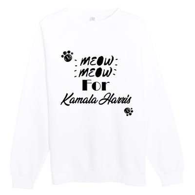 Meow Meow For Kamala Harris Funny Childless Cat Ladies Vote Premium Premium Crewneck Sweatshirt