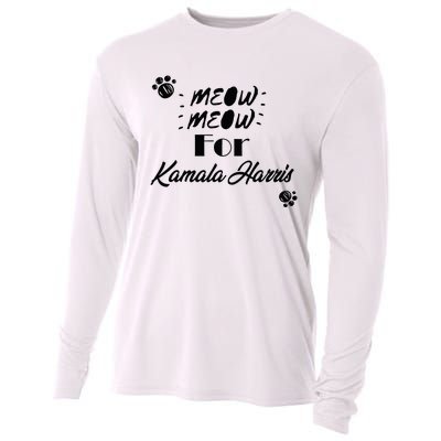 Meow Meow For Kamala Harris Funny Childless Cat Ladies Vote Premium Cooling Performance Long Sleeve Crew