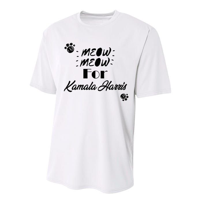 Meow Meow For Kamala Harris Funny Childless Cat Ladies Vote Premium Performance Sprint T-Shirt