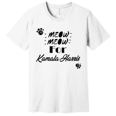 Meow Meow For Kamala Harris Funny Childless Cat Ladies Vote Premium Premium T-Shirt