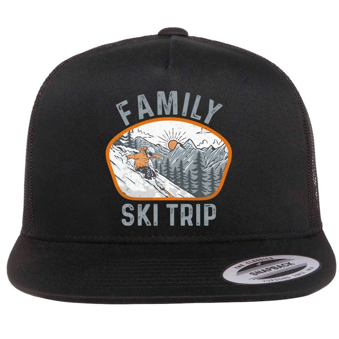 Mountains Matching Family Vacation 2025 Family Ski Trip Flat Bill Trucker Hat