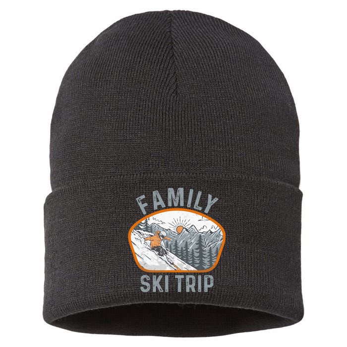 Mountains Matching Family Vacation 2025 Family Ski Trip Sustainable Knit Beanie