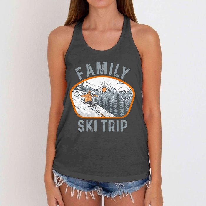 Mountains Matching Family Vacation 2025 Family Ski Trip Women's Knotted Racerback Tank