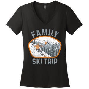 Mountains Matching Family Vacation 2025 Family Ski Trip Women's V-Neck T-Shirt