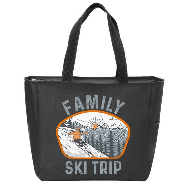Mountains Matching Family Vacation 2025 Family Ski Trip Zip Tote Bag