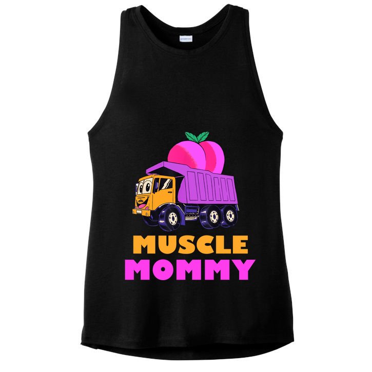 Muscle Mommy Funny Dumptruck Ladies PosiCharge Tri-Blend Wicking Tank