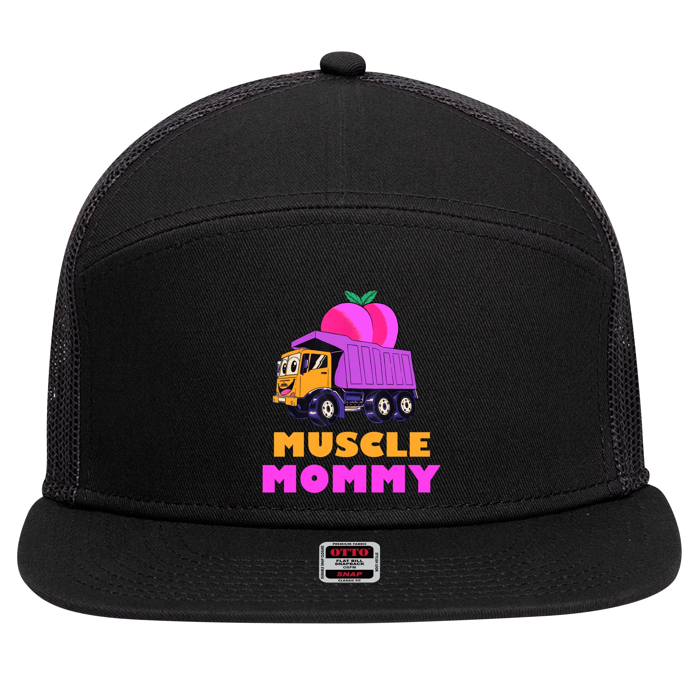 Muscle Mommy Funny Dumptruck 7 Panel Mesh Trucker Snapback Hat