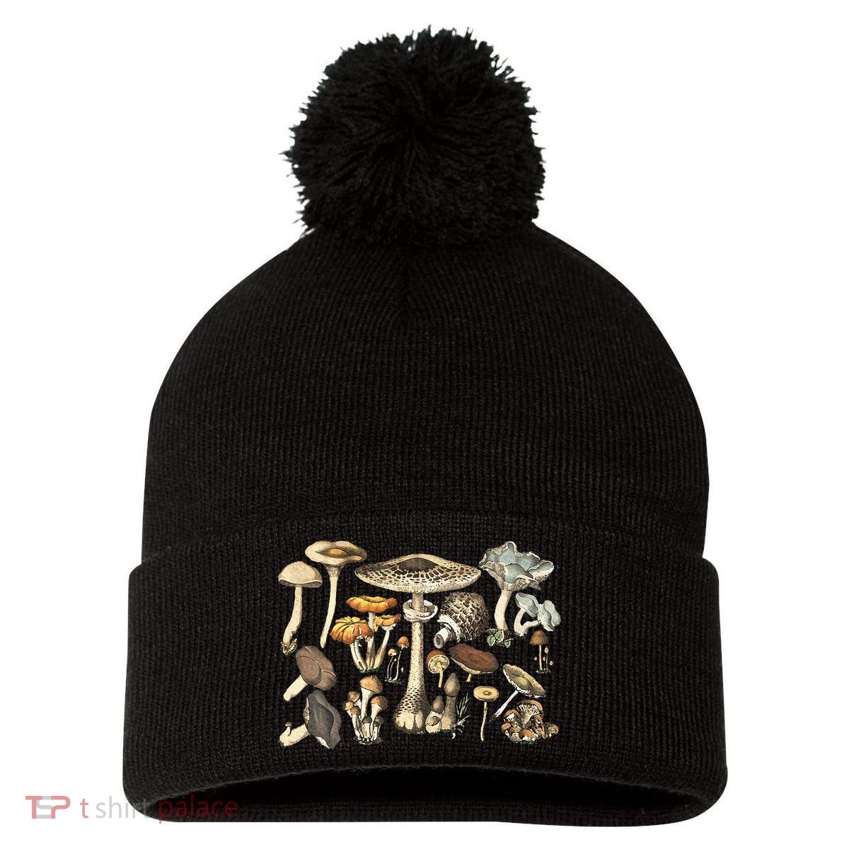Mushroom Mycology Fungi Foraging Mushroom Whisperer Pom Pom 12in Knit Beanie