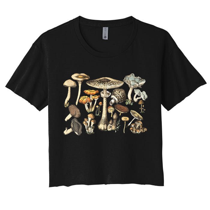 Mushroom Mycology Fungi Foraging Mushroom Whisperer Women's Crop Top Tee