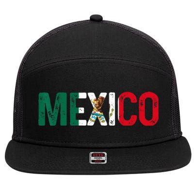 Mexico Mexican Flag Vintage Pride 7 Panel Mesh Trucker Snapback Hat