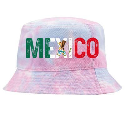 Mexico Mexican Flag Vintage Pride Tie-Dyed Bucket Hat