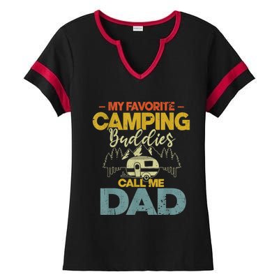 Men My Favorite Camping Buddies Call Me Dad Fathers Day Funny Ladies Halftime Notch Neck Tee