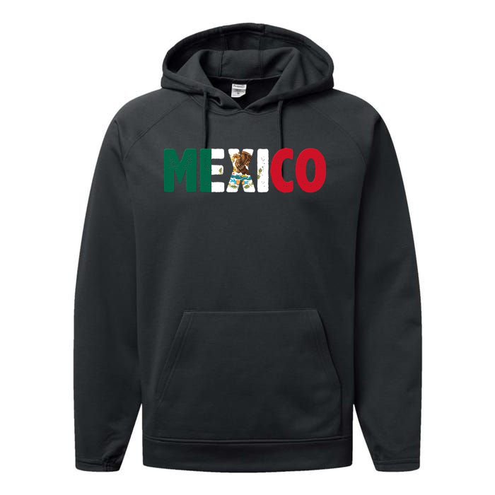 Mexico Mexican Flag Vintage Pride Performance Fleece Hoodie