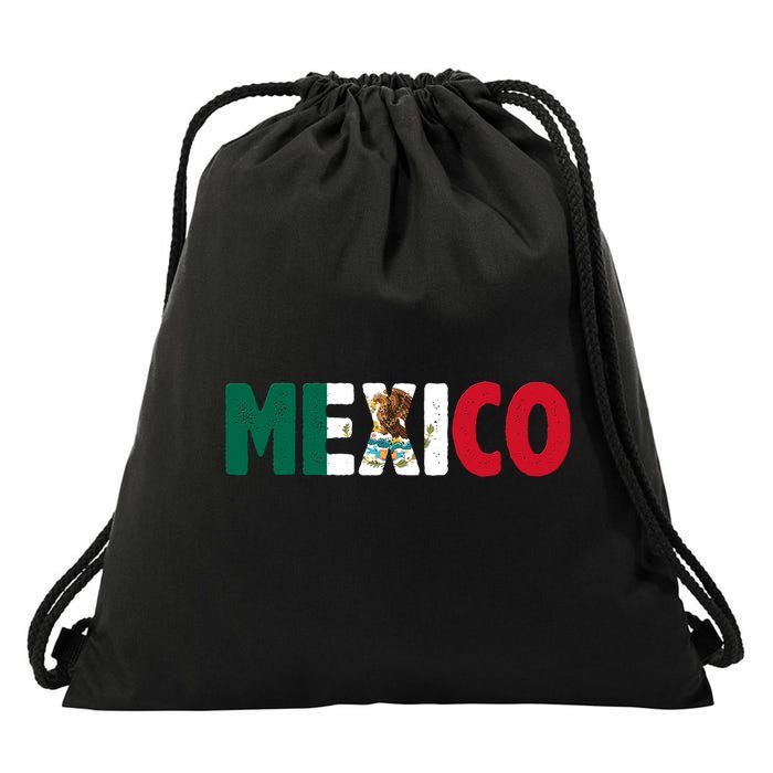 Mexico Mexican Flag Vintage Pride Drawstring Bag