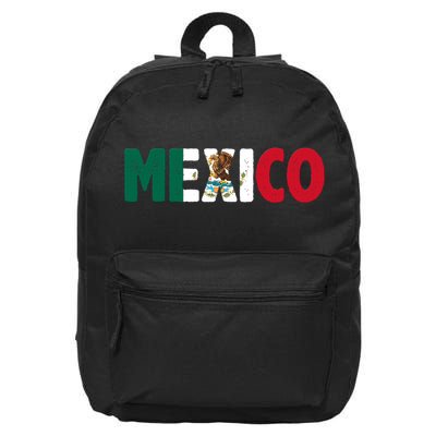 Mexico Mexican Flag Vintage Pride 16 in Basic Backpack