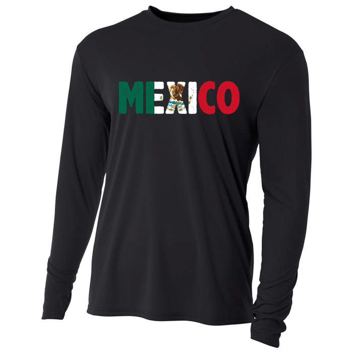 Mexico Mexican Flag Vintage Pride Cooling Performance Long Sleeve Crew