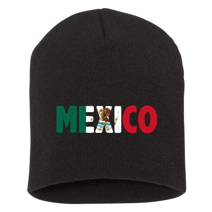 Mexico Mexican Flag Vintage Pride Short Acrylic Beanie