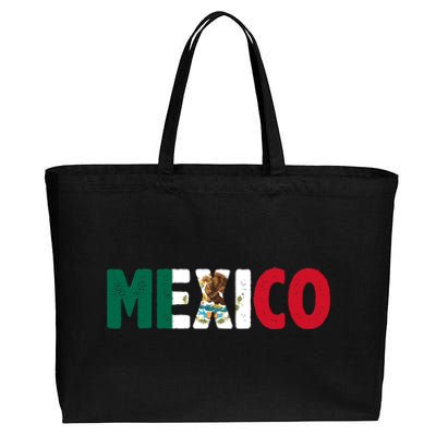 Mexico Mexican Flag Vintage Pride Cotton Canvas Jumbo Tote