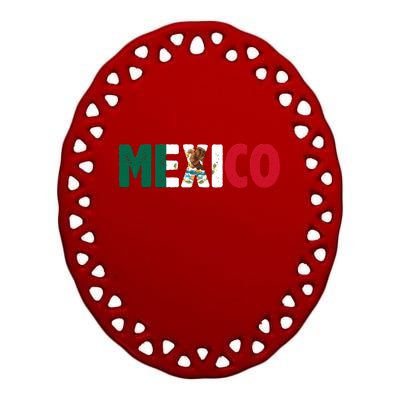 Mexico Mexican Flag Vintage Pride Ceramic Oval Ornament