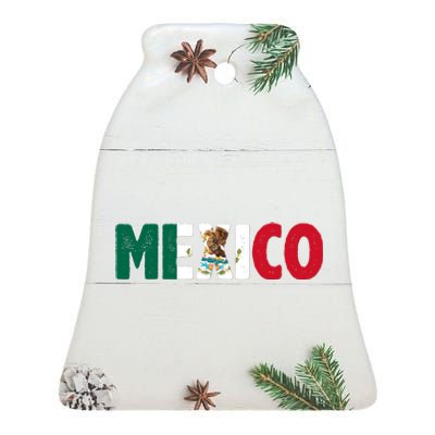 Mexico Mexican Flag Vintage Pride Ceramic Bell Ornament