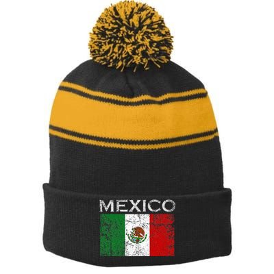 Mexico Mexican Flag Pride Stripe Pom Pom Beanie