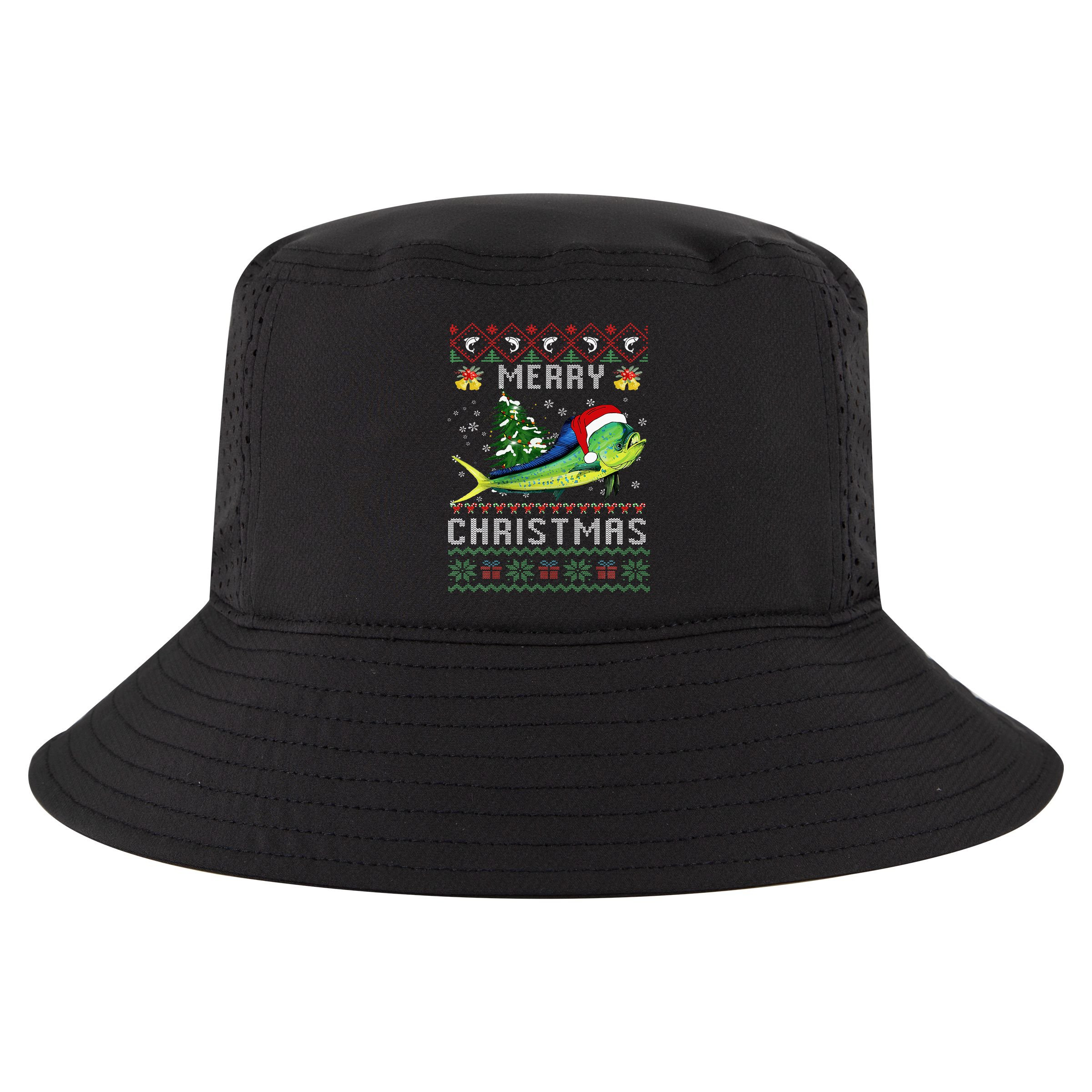 Mahi Mahi Fish Lover Xmas Tree Santa Mahi Mahi Christmas Cool Comfort Performance Bucket Hat