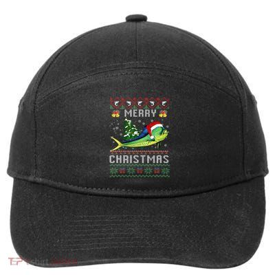 Mahi Mahi Fish Lover Xmas Tree Santa Mahi Mahi Christmas 7-Panel Snapback Hat