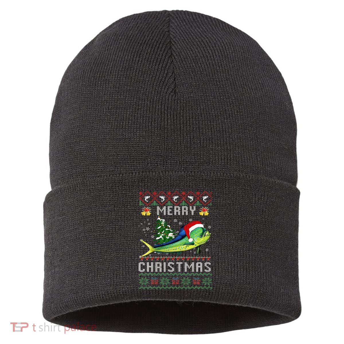Mahi Mahi Fish Lover Xmas Tree Santa Mahi Mahi Christmas Sustainable Knit Beanie