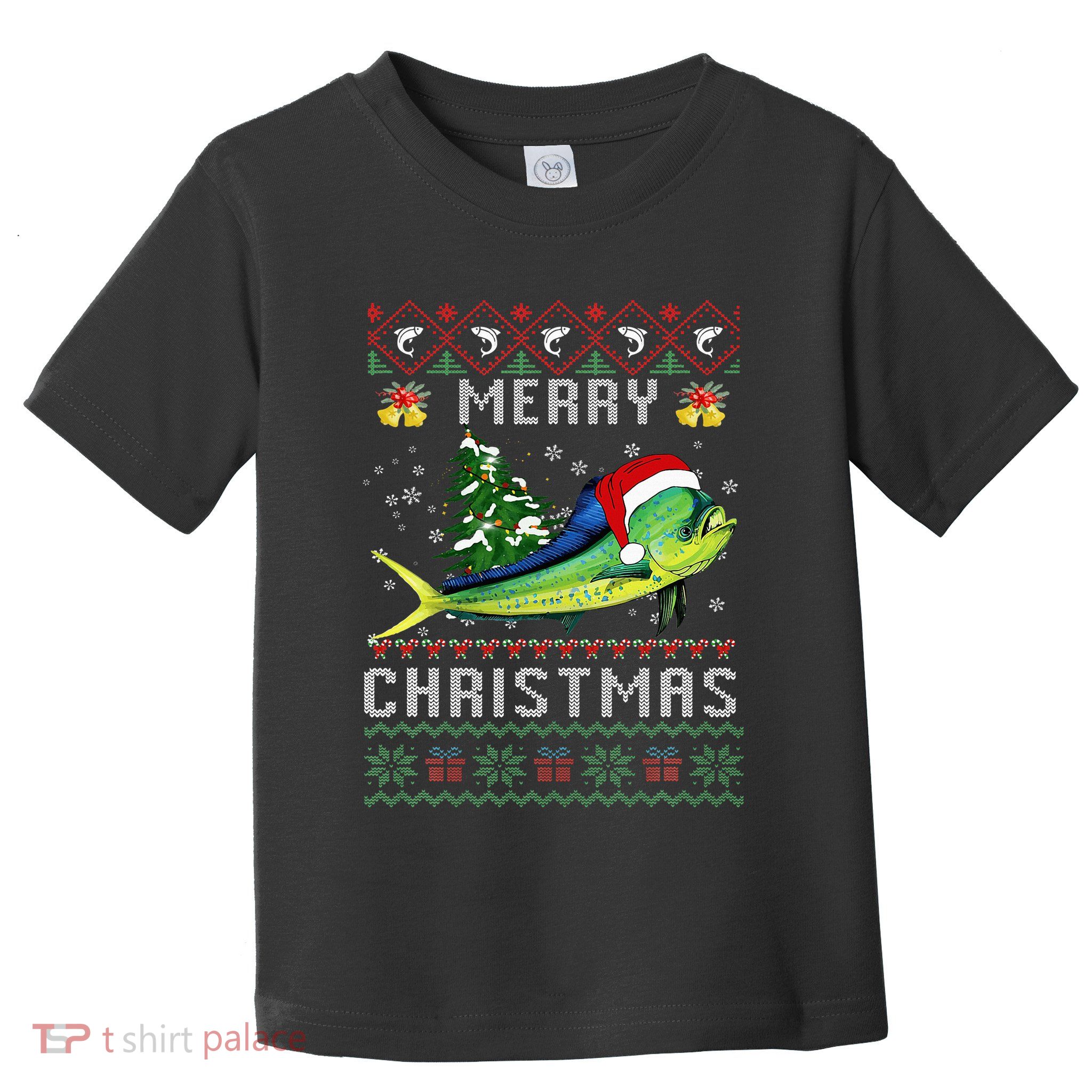 Mahi Mahi Fish Lover Xmas Tree Santa Mahi Mahi Christmas Toddler T-Shirt