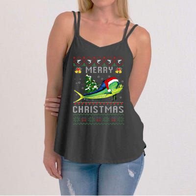 Mahi Mahi Fish Lover Xmas Tree Santa Mahi Mahi Christmas Women's Strappy Tank