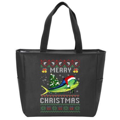 Mahi Mahi Fish Lover Xmas Tree Santa Mahi Mahi Christmas Zip Tote Bag