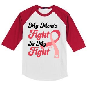 My Moms Fight Is My Fight Cancer Support Kids Colorblock Raglan Jersey