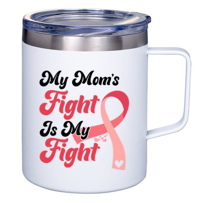 My Moms Fight Is My Fight Cancer Support 12oz Stainless Steel Coffee Mug