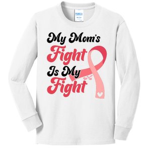 My Moms Fight Is My Fight Cancer Support Kids Long Sleeve Shirt