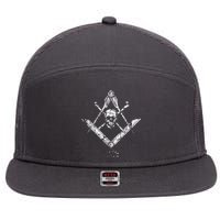 Memento Mori Freemason Skull And Bones Masonic 7 Panel Mesh Trucker Snapback Hat