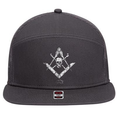 Memento Mori Freemason Skull And Bones Masonic 7 Panel Mesh Trucker Snapback Hat