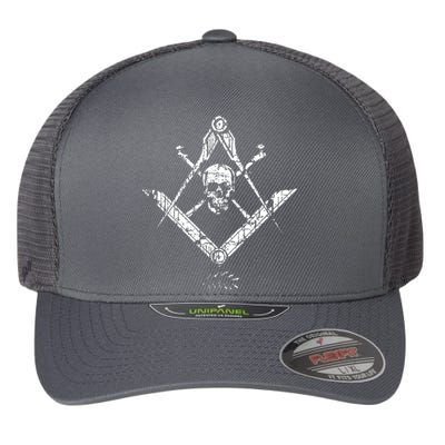 Memento Mori Freemason Skull And Bones Masonic Flexfit Unipanel Trucker Cap