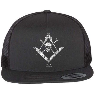 Memento Mori Freemason Skull And Bones Masonic Flat Bill Trucker Hat